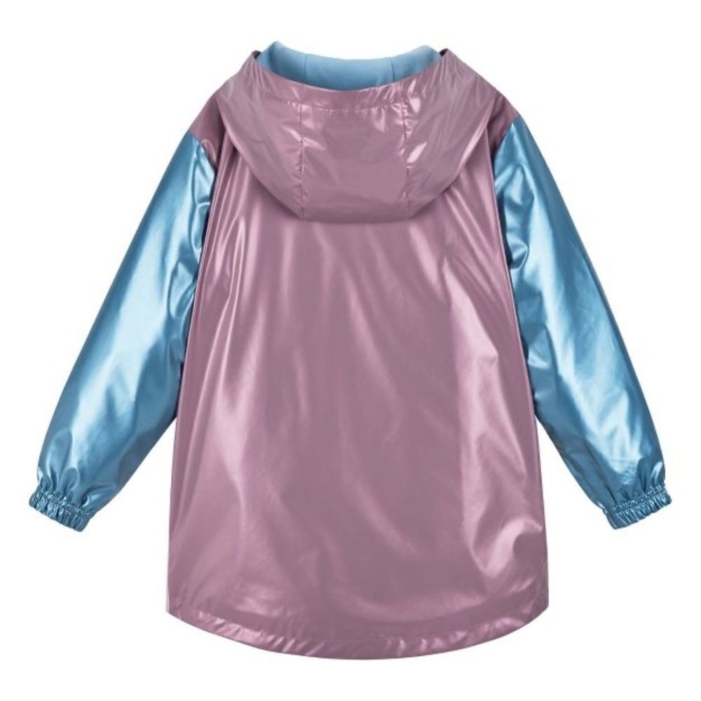 Andy & Evan Girls Aqua Metallic Colorblock Hooded Windbreaker Jacket Size 3T NWT - Picture 2 of 5